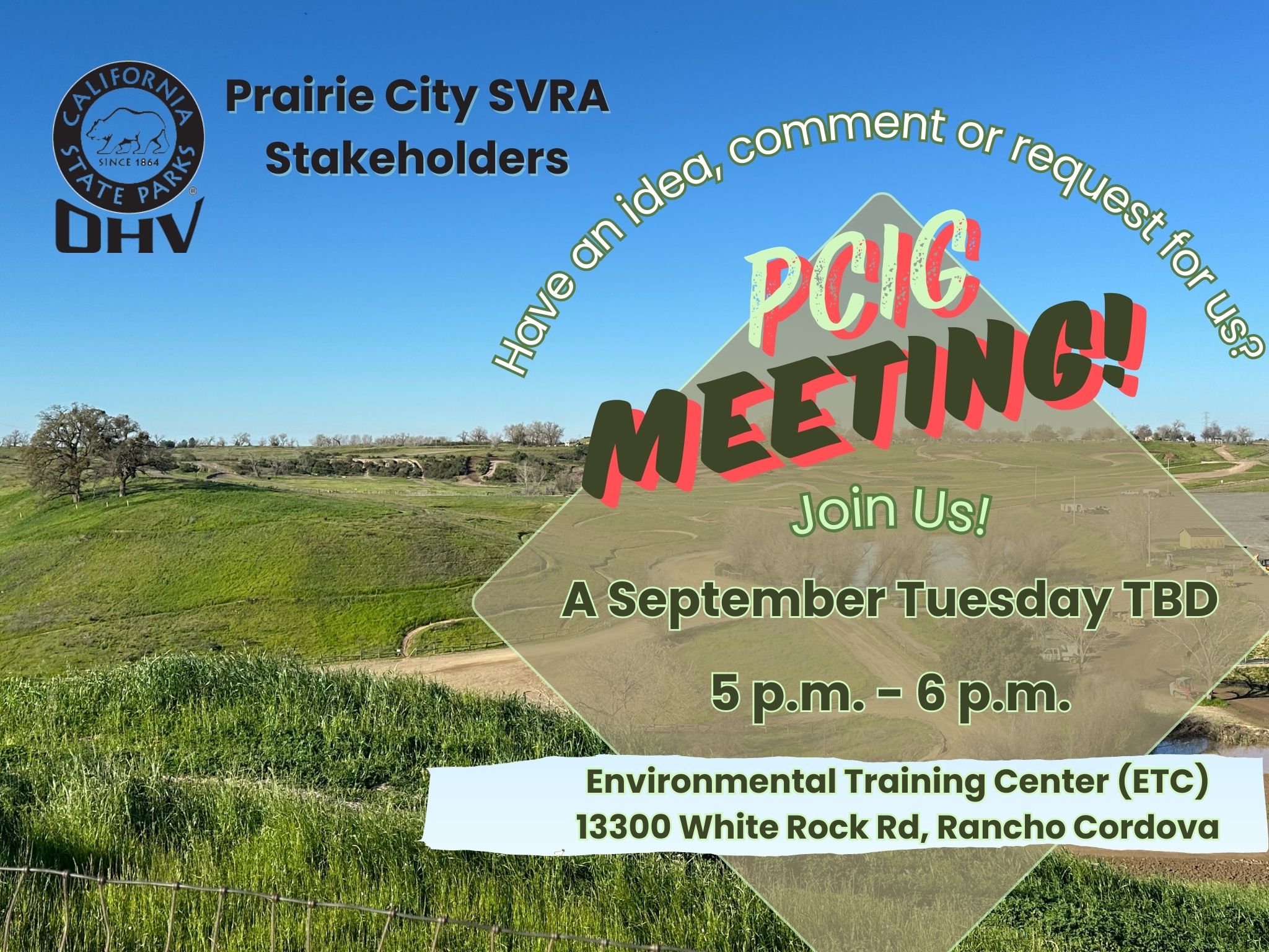 Prairie City Improvement Group Meeting Info for September 2024, a Tuesday to be determined.